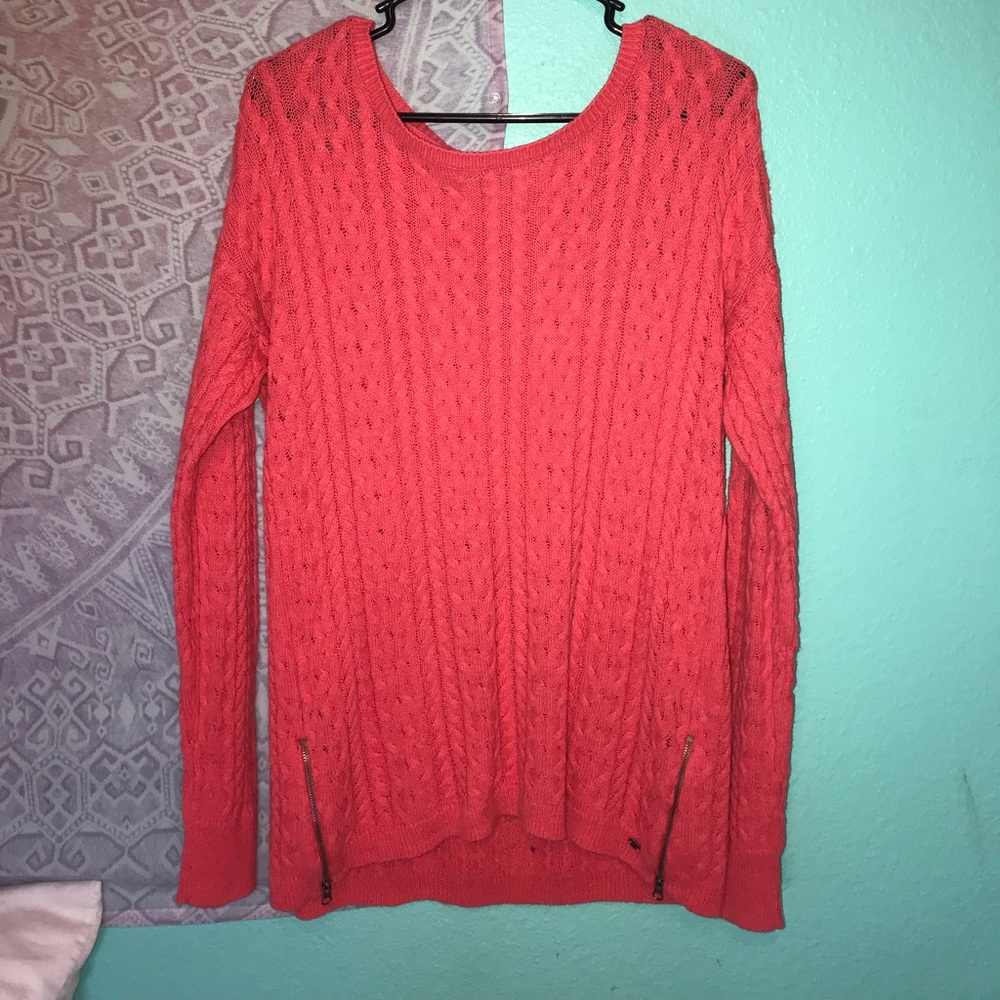 coral sweater, American Eagle